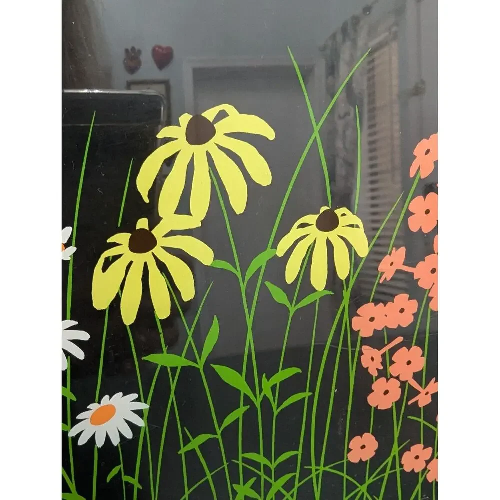 VINTAGE LUCITE SERVING TRAY~ Wild Flowers 1960's Morgan